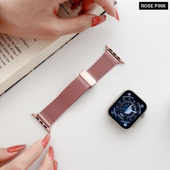 Stainless Steel Mesh Buckle Magnetic Strap Band For Apple