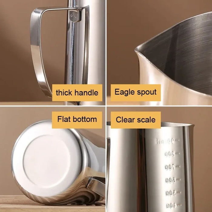 Stainless Steel Milk Frothing Jug Silver Coffee Latte