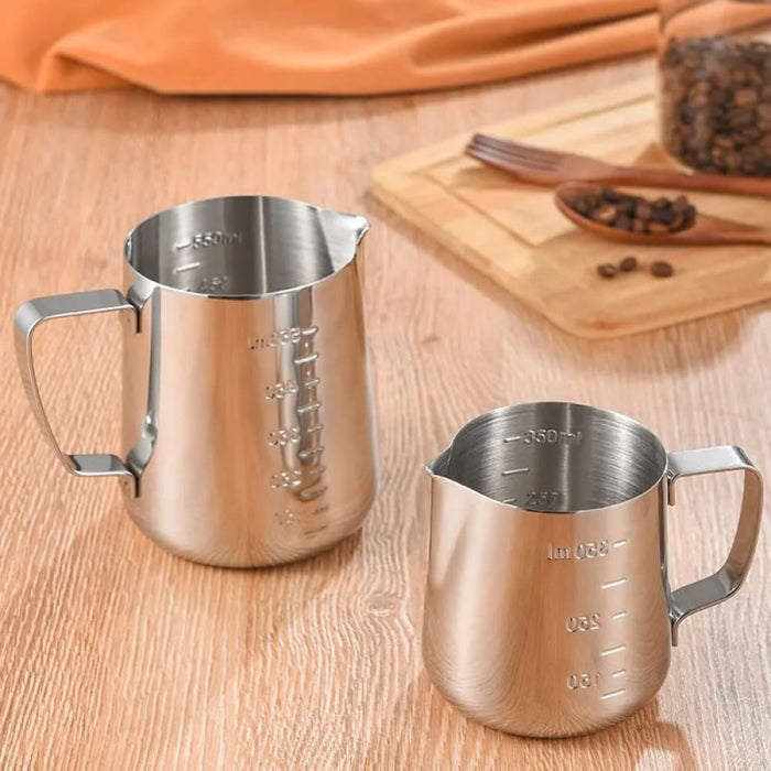 Stainless Steel Milk Frothing Jug Silver Coffee Latte