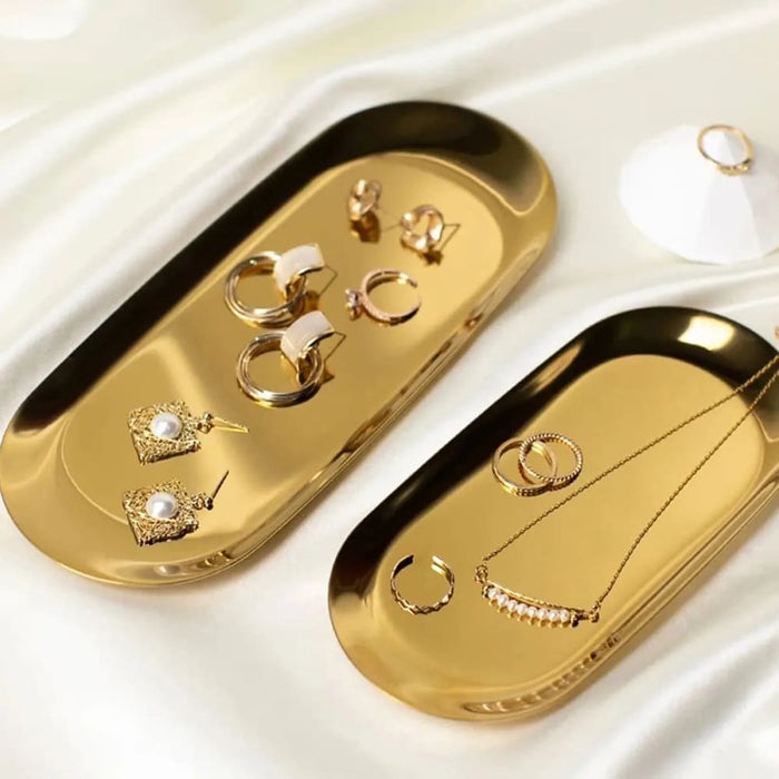 Stainless Steel Oval Tray for Jewellery Storage and Desktop