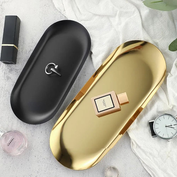 Stainless Steel Oval Tray for Jewellery Storage and Desktop