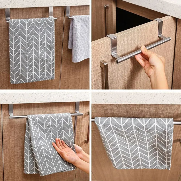 Stainless Steel Over Door Towel Rack Bathroom Kitchen