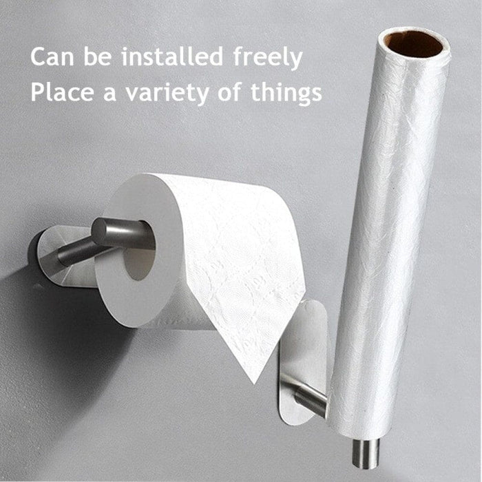 1pc Stainless Steel Paper Towel Holder No Punch Wall Mount