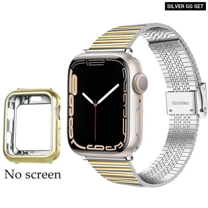 Stainless Steel Strap For Apple Multicolour Watch