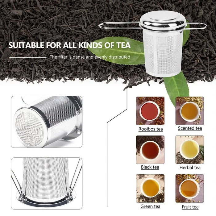 Stainless Steel Tea Infuser with Lid Reusable Mesh Strainer