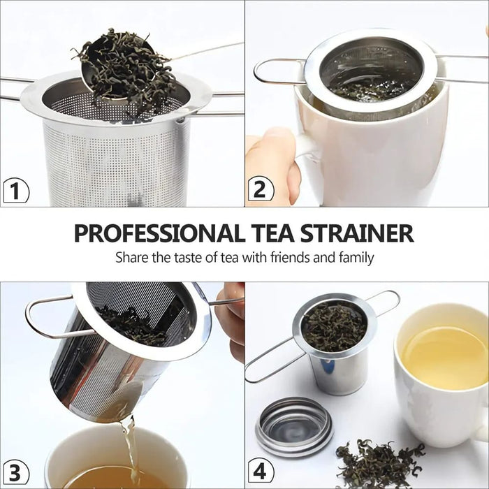 Stainless Steel Tea Infuser with Lid Reusable Mesh Strainer