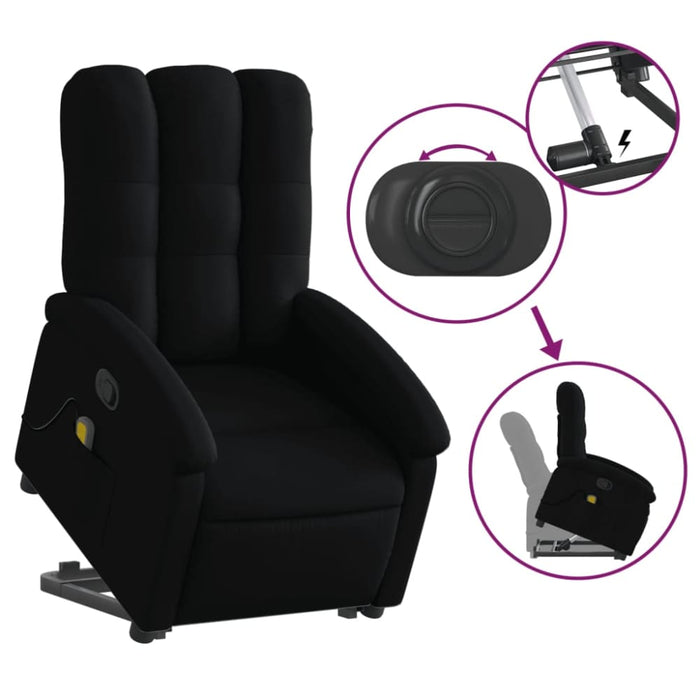 Stand Up Massage Recliner Chair Black Fabric Txbpabx