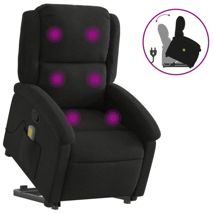 Stand Up Massage Recliner Chair Black Fabric Txbpata