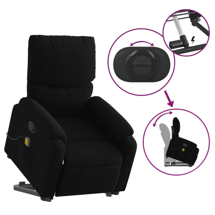 Stand Up Massage Recliner Chair Black Fabric Txbpibx