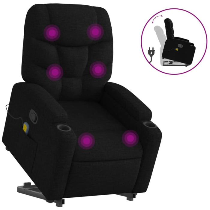 Stand Up Massage Recliner Chair Black Fabric Txbpltb