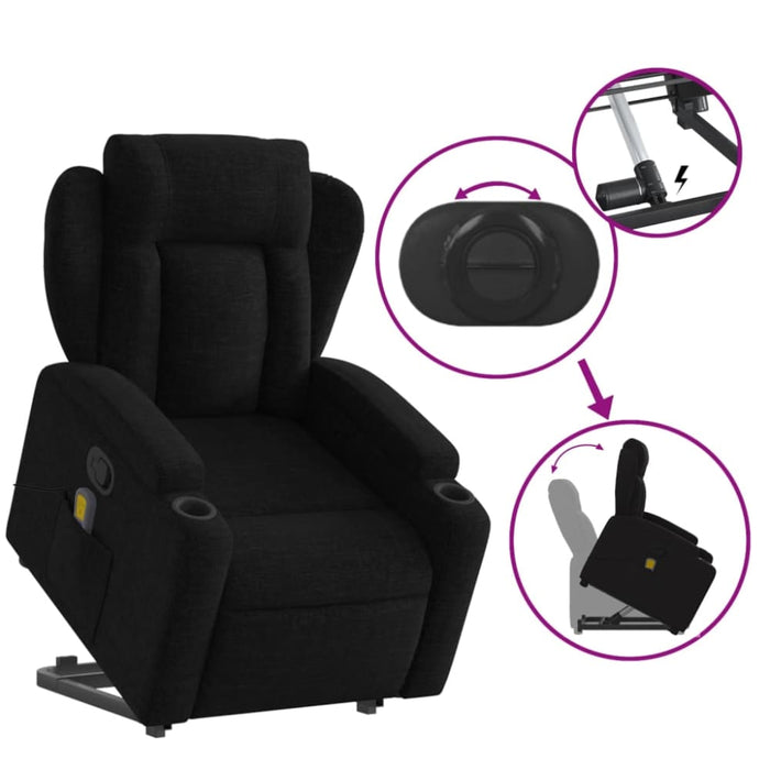 Stand Up Massage Recliner Chair Black Fabric Txbppnl