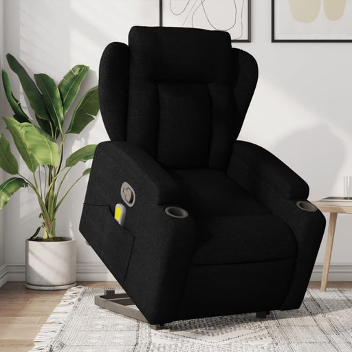 Stand Up Massage Recliner Chair Black Fabric Txbppnl