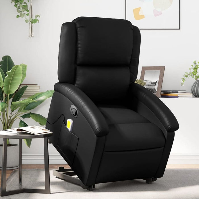 Stand Up Massage Recliner Chair Black Faux Leather Txbpapk