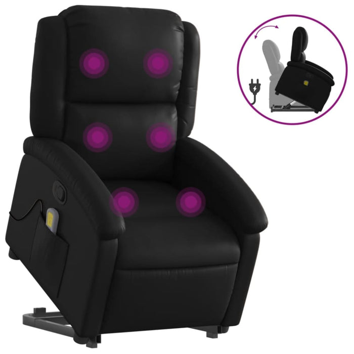 Stand Up Massage Recliner Chair Black Faux Leather Txbpapk