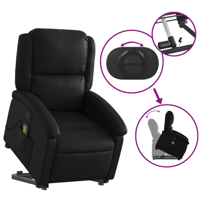 Stand Up Massage Recliner Chair Black Faux Leather Txbpapk