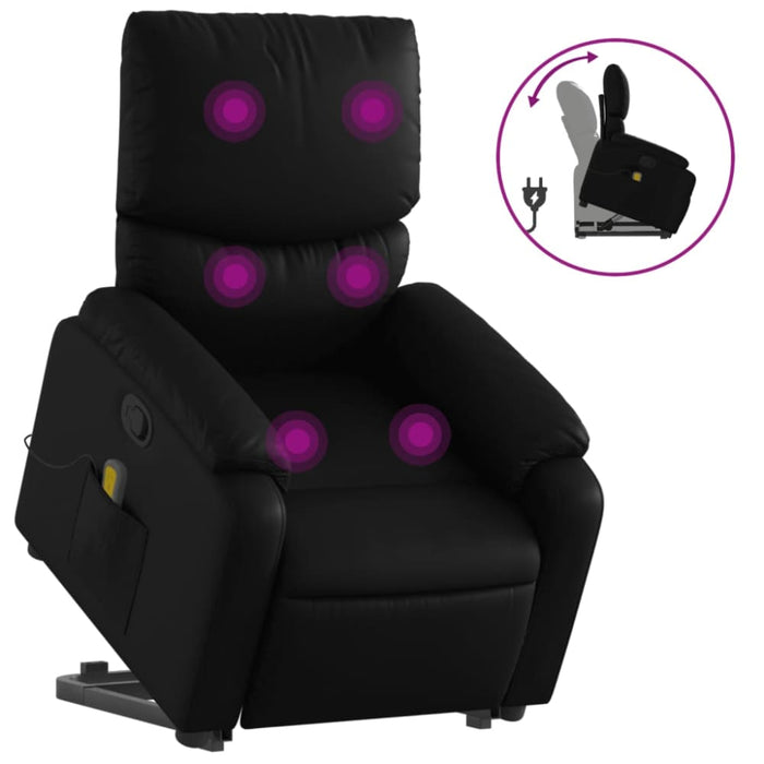 Stand Up Massage Recliner Chair Black Faux Leather Txbpiol