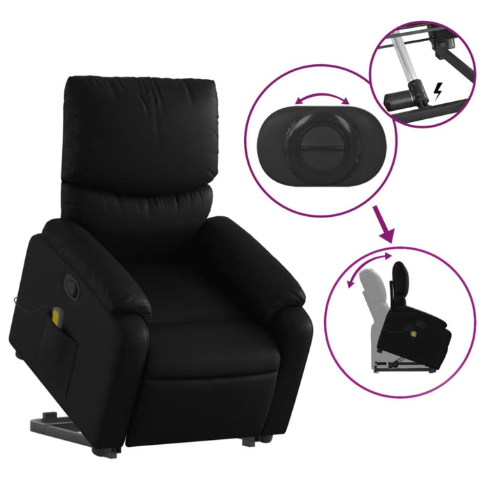 Stand Up Massage Recliner Chair Black Faux Leather Txbpiol