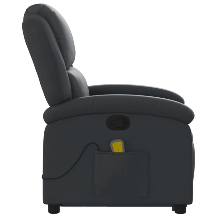 Stand Up Massage Recliner Chair Black Real Leather Txbpant