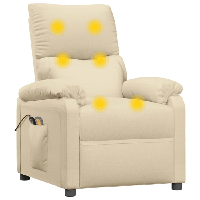 Stand Up Massage Recliner Chair Cream Fabric Topxabp