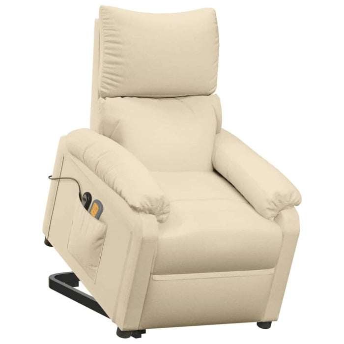 Stand Up Massage Recliner Chair Cream Fabric Topxabp