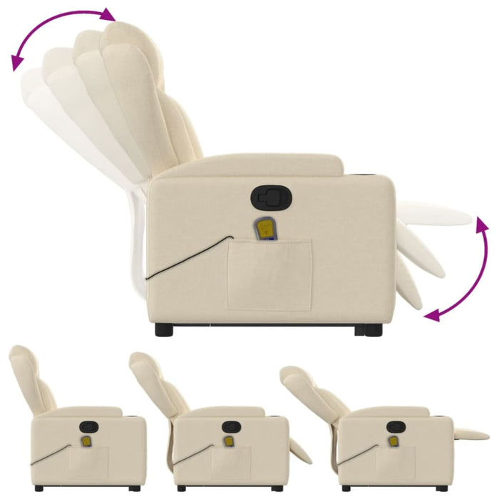 Stand Up Massage Recliner Chair Cream Fabric Txbppni