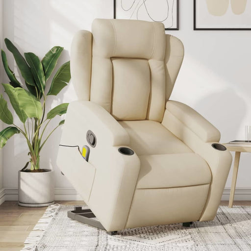 Stand Up Massage Recliner Chair Cream Fabric Txbppni