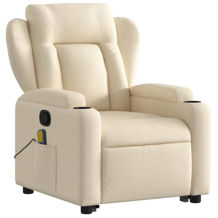 Stand Up Massage Recliner Chair Cream Fabric Txbppni