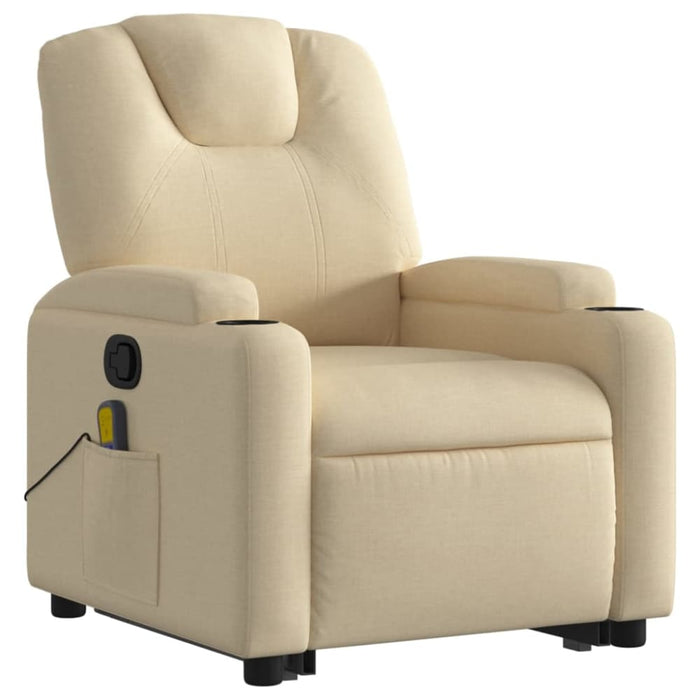 Stand Up Massage Recliner Chair Cream Fabric Txbppto