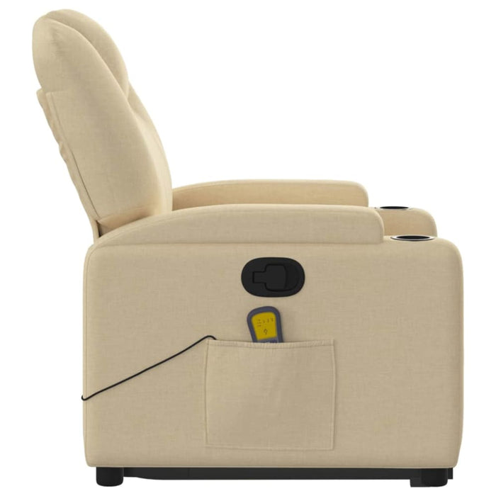 Stand Up Massage Recliner Chair Cream Fabric Txbppto