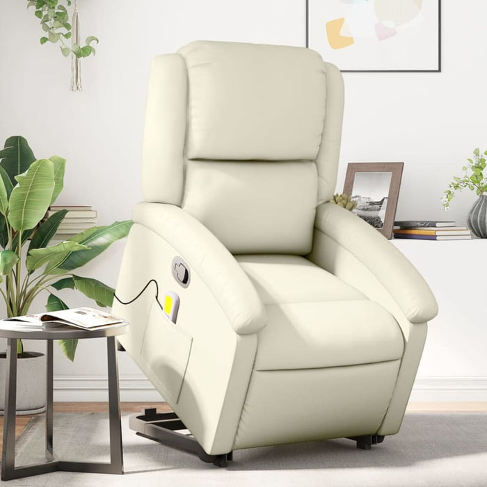 Stand Up Massage Recliner Chair Cream Faux Leather Txbpalb