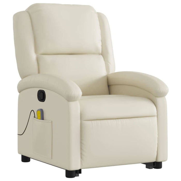 Stand Up Massage Recliner Chair Cream Faux Leather Txbpalb