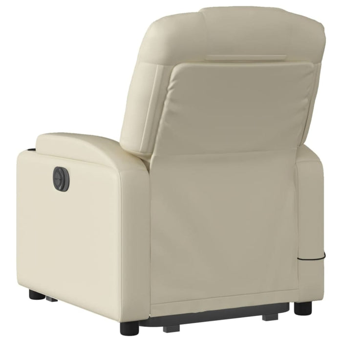 Stand Up Massage Recliner Chair Cream Faux Leather Txbpppl