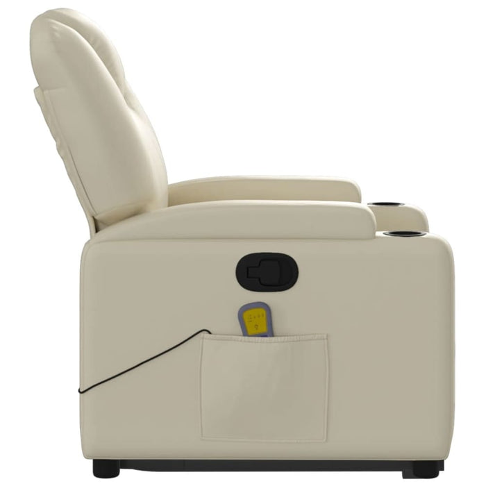 Stand Up Massage Recliner Chair Cream Faux Leather Txbpppl