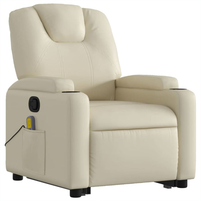 Stand Up Massage Recliner Chair Cream Faux Leather Txbpppl