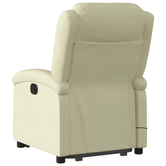 Stand Up Massage Recliner Chair Cream Real Leather Txbpana