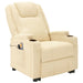 Stand Up Massage Recliner Chair Cream White Faux Leather