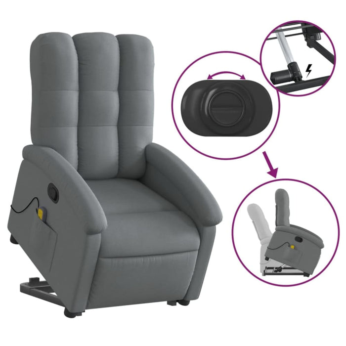 Stand Up Massage Recliner Chair Dark Grey Fabric Txbpabo