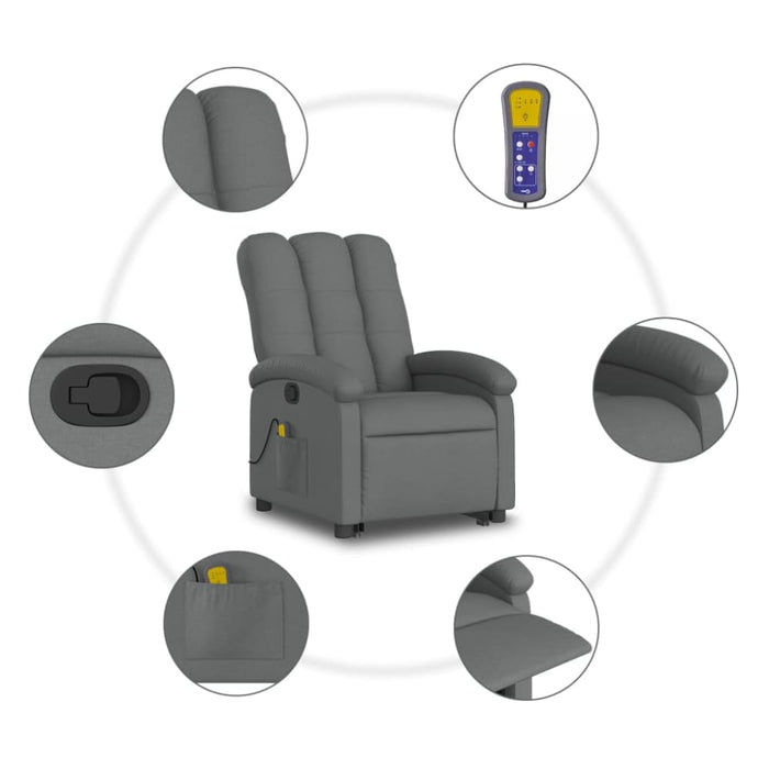 Stand Up Massage Recliner Chair Dark Grey Fabric Txbpabo