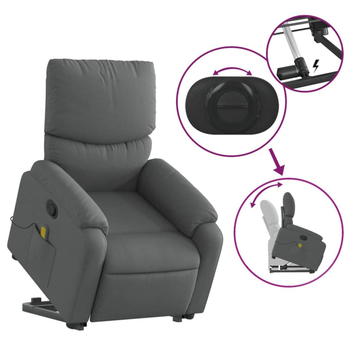 Stand Up Massage Recliner Chair Dark Grey Fabric Txbpibo