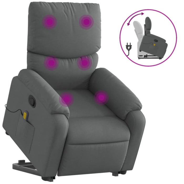 Stand Up Massage Recliner Chair Dark Grey Fabric Txbpibo
