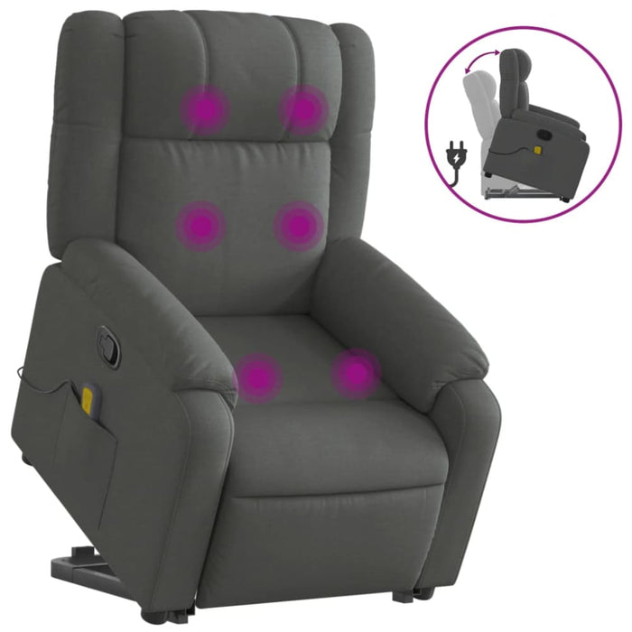 Stand Up Massage Recliner Chair Dark Grey Fabric Txbpipk