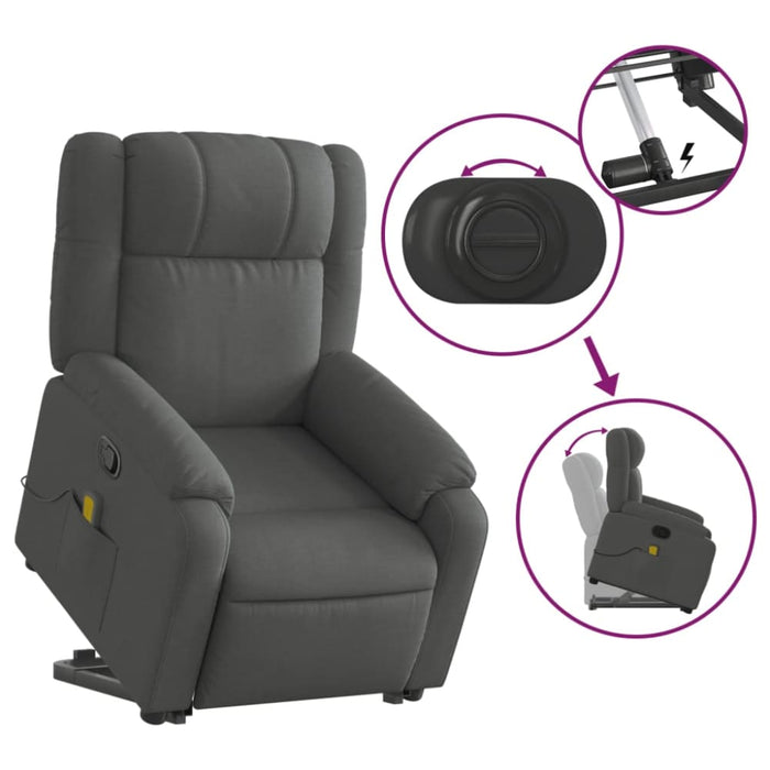 Stand Up Massage Recliner Chair Dark Grey Fabric Txbpipk