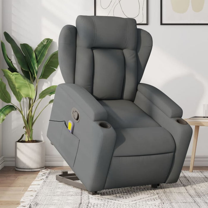 Stand Up Massage Recliner Chair Dark Grey Fabric Txbppnp