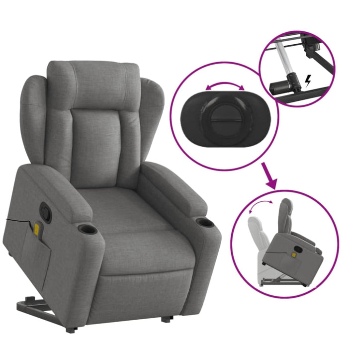 Stand Up Massage Recliner Chair Dark Grey Fabric Txbppnp