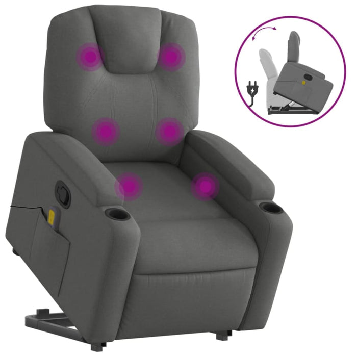 Stand Up Massage Recliner Chair Dark Grey Fabric Txbppxk
