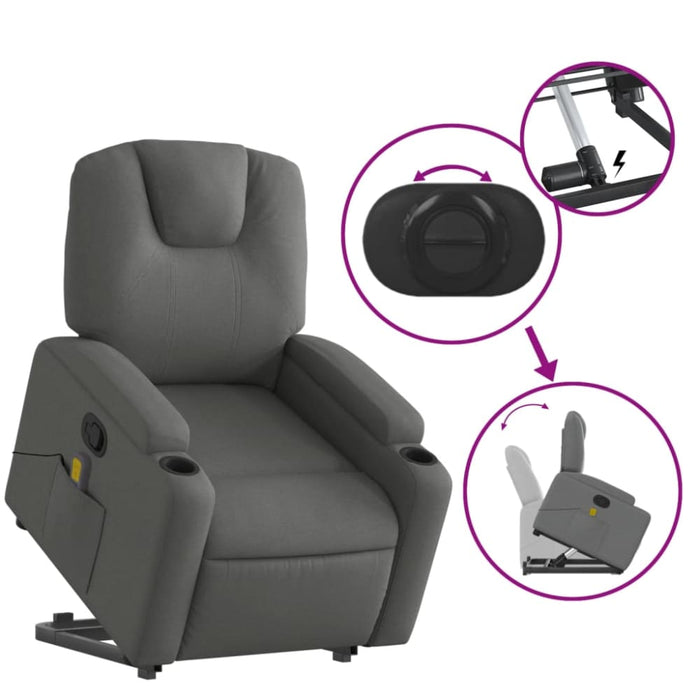Stand Up Massage Recliner Chair Dark Grey Fabric Txbppxk