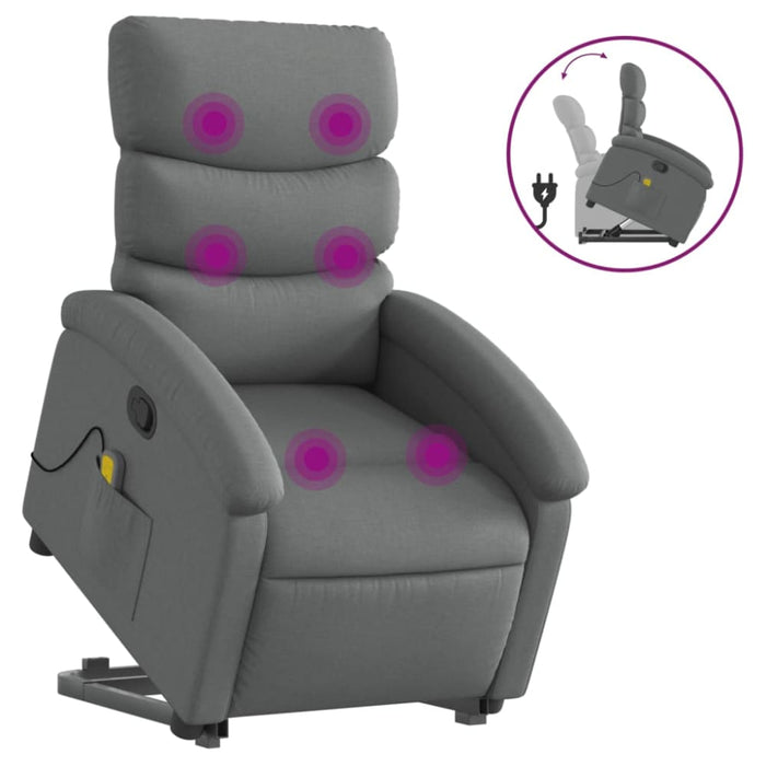Stand Up Massage Recliner Chair Dark Grey Fabric Txbptio