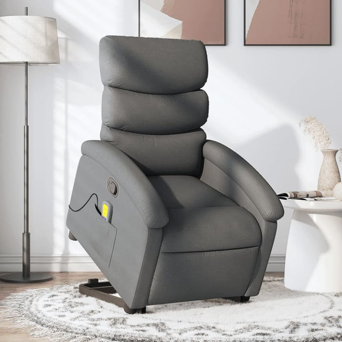 Stand Up Massage Recliner Chair Dark Grey Fabric Txbptio