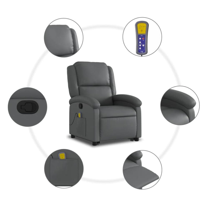 Stand Up Massage Recliner Chair Grey Faux Leather Txbpalo