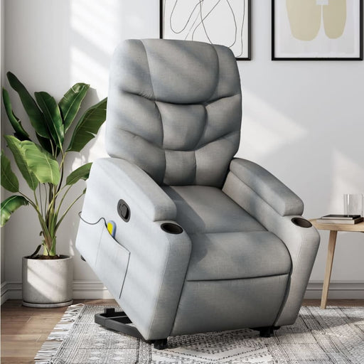 Stand Up Massage Recliner Chair Light Grey Fabric Txbplxn